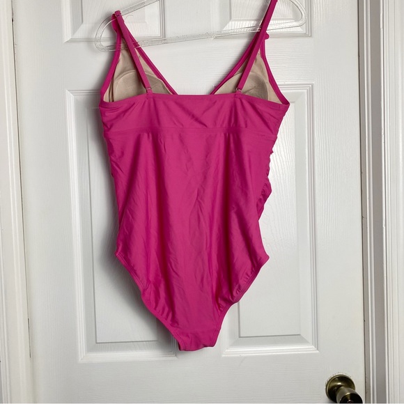 Isabel Maternity Ruffle Neck One Piece Pink Maternity Swimsuit - Picture 6 of 8